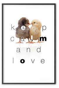 Poster: Mantieni la calma e ama - coppia romantica con scritte