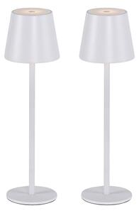 JUST LIGHT Lampada da tavolo a LED con batteria ricaricabile, set da 2, orientabile verso l'alto e verso il basso, USB, dimmerabile con comando touch, bianca, per interni ed esterni 29251-16AO, 29251-18AO, 29251-26AO, 29251-43AO