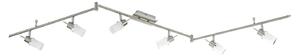 Plafoniera LED, vetro, faretti orientabili, L 195 cm