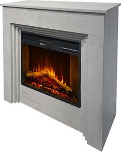 Dmora Camino Elettrico Sturno 96x35x96h cm Grigio Cemento, Superficie Riscaldabile 30 m2 Potenza (kw) 0.9/1.8