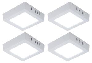 Set di 4 lampade da soffitto a LED, pannello montato in superficie, bianco freddo, L 12 cm