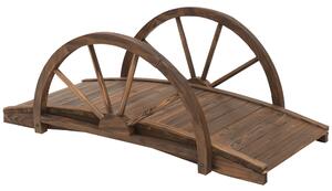 Outsunny Ponte da giardino in legno di abete, ponte in legno con design a ruota, ponte per stagno fino a 150 kg 100 x 50 x 37 cm Verkohlt | Aosom Italy