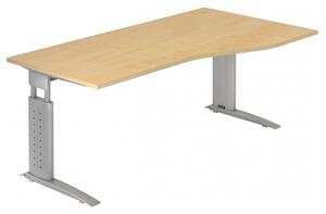HAMMERBACHER US18 höhenverstellbarer Schreibtisch weiß Trapezform