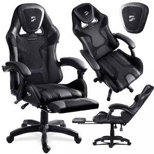 Sedia da gaming ergonomica con poggiapiedi, colore nero