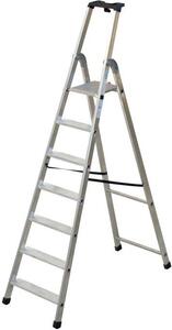 Scala In Alluminio Quadra En131 - 7 gradini cm.56x11,5x219h (159h pedana) kg.8,3