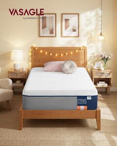 Materasso VASAGLE, 90 x 200 cm, materasso singolo in schiuma memory gel, medio rigido, H3, sostegno a 7 zone, traspirante