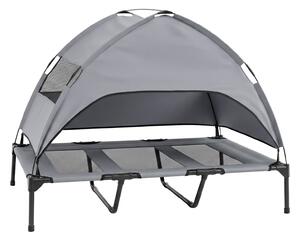 Costway Brandina per cani con tettuccio rimovibile brandina rialzata in tessuto traspirante e metallo, Lettino estivo per cani con borsa per interno ed esterno 122,5 x 91 x 95 cm