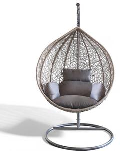 Dondolo sospeso ovale con struttura in metallo e seduta in wicker 195x105x120cm - Grigio