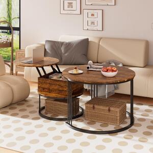 Set di 2 tavolini rotondi con spazio contenitivo