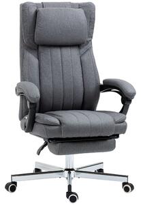 Vinsetto sedia da ufficio poltrona ergonomica seduta girevole schienale reclinabile braccioli regolabili in altezza poggiatesta poggiapiedi 65 x 61 x 105-113 cm - grigio