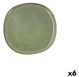 Piatto Piano Bidasoa Ikonic Ceramica Verde (20,2 x 19,7 cm) (Pack 6x)