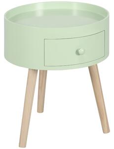 Tavolino HOMCOM - comodino - comodino rotondo - tavolino dal design scandinavo, fine divano con cassetto, gambe affusolate e inclinate, legno massiccio verde