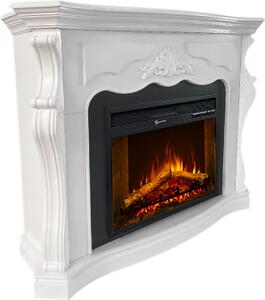 Dmora Camino Elettrico Triuggio 123x39x100h cm Bianco, Superficie Riscaldabile 30 m2 Potenza (kw) 0.9/1.8