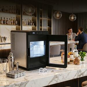 Costway Macchina ghiaccio casa ice maker silenzioso cubetti spessori diversi 2 modalità autopulizia, Macchina con schermo timer luci per bar e ufficio