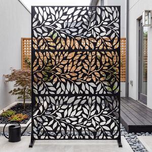 Costway Pannello decorativo esterno moderno in metallo traforato resistente, Schermo privacy frangivista per giardino e balcone