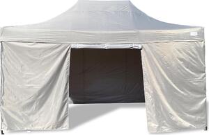 Gazebo pieghevole Grasekamp Modena 3x4,5m grigio incl. parti laterali - struttura extra robusta