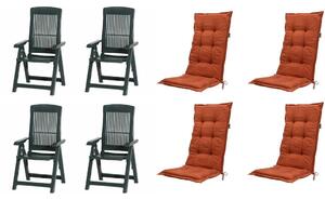 Set di 4 sedie pieghevoli Progarden Tampa con cuscino, verde / terracotta