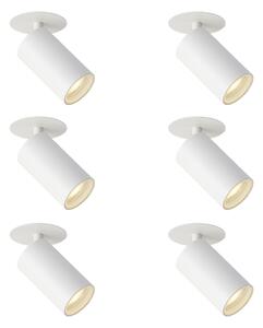 Set di 6 faretti da incasso moderni bianchi GU10 50mm IP44 - Chels