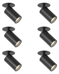 Set di 6 faretti da incasso moderni neri GU10 50mm IP44 - Chels