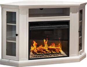 Dmora Camino Elettrico Alonte 78x126x80.5h cm Bianco, Potenza 900/1800 w Superficie Riscaldabile 30 m2 Italy