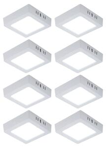Set di 8 lampade da soffitto a LED, pannello montato in superficie, bianco freddo, L 12 cm