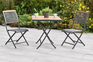 Set di mobili da giardino Merxx Patmos, 3 pezzi, 2 sedie pieghevoli, tavolo pieghevole 70 x 70 cm - Acciaio/Acacia