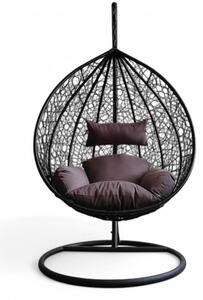 Dondolo sospeso ovale con struttura in metallo e seduta in wicker 195x105x120cm - Antracite