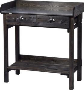 Dobar Pratico tavolo per piante con 2 cassetti e ripiano, 79 x 39 x 90 cm, abete rosso, nero