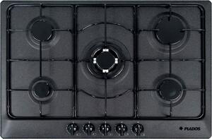 Plados Piano Cottura 5 Fuochi a Gas da Incasso (1 Bruciatore Tripla Corona) Larghezza 75 cm colore Black Matt UG70 - STAR75