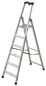 Scala In Alluminio Quadra En131 - 6 gradini cm.53x11,5x196h (136h pedana) kg.7,5