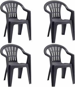 JARDIN Cuba SET 4x sedie impilabili in plastica grafite N01364
