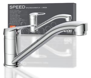 Rubinetto da cucina con bocca girevole a 360° e design bianco