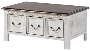 MASSIVMOEBEL24 | tavolino da salotto in legno di mango / acacia 100x57x45 bianco cerato CASTLE-ANTIK #231
