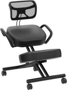 Sedia da ufficio ergonomica - Correzione della postura e della schiena - Sedia da ufficio regolabile - Design confortevole - Nero