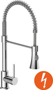 Rubinetto da cucina eisl LEON con doccetta, rubinetto da cucina a bassa pressione, rubinetto da cucina estraibile, miscelatore da cucina orientabile a 360°, cromato