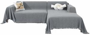 Set di 2 copridivano per divano ad angolo, in tessuto chenille grigio