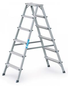 Scala a pioli Zarges in alluminio a 6 gradini, 2 lati, piattaforma H 1400 mm, 5,8 kg con cinghie di sicurezza - 44206