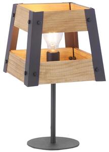 Lampada da tavolo, legno, ferro, marrone-nero, altezza 40 cm, CRATE