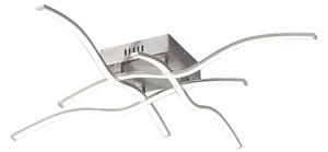 Plafoniera LED, argento, design a onda, L 78 cm