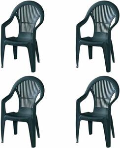 PROGARDEN Vega SET 4x sedie impilabili in plastica verde M73531