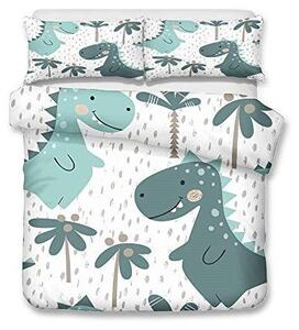 Set di lenzuola con copripiumino a tema dinosauri, per letto singolo, 180x220 cm