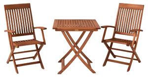 Set di mobili da giardino Merxx Comodoro 3 pezzi, 2 poltrone pieghevoli, 1 tavolo pieghevole 70 x 70 cm - Eucalipto