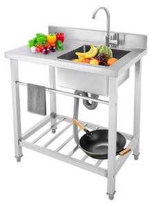 Lavello da cucina autoportante - 1 vasca, capacità di carico 100 kg, acciaio inossidabile