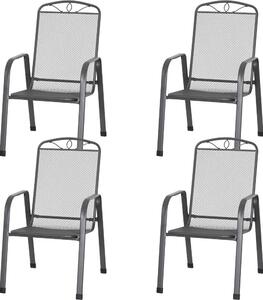 Set di 4 sedie impilabili Elda in lamiera stirata antracite