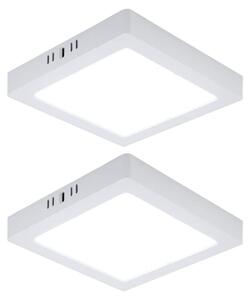 Set di 2 plafoniere LED, pannello a montaggio superficiale, plastica, bianco, L 21,4 cm
