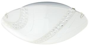 Plafoniera LED, cristalli trasparenti, vetro satinato, P 30 cm