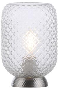 Lampada da tavolo, nera, vetro rigato trasparente, H 22,5 cm