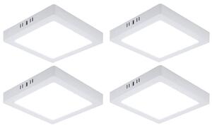 Set di 4 plafoniere LED, pannello montato a superficie, plastica, bianco, L 21,4 cm