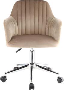 Sedia da ufficio regolabile in altezza - Velluto - Beige - ELEANA