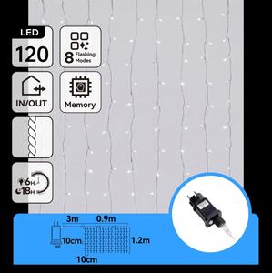 Aigostar-LED Catena luminosa natalizia per esterni 120xLED/8 funzioni 3,9x1,2m IP44 bianco freddo